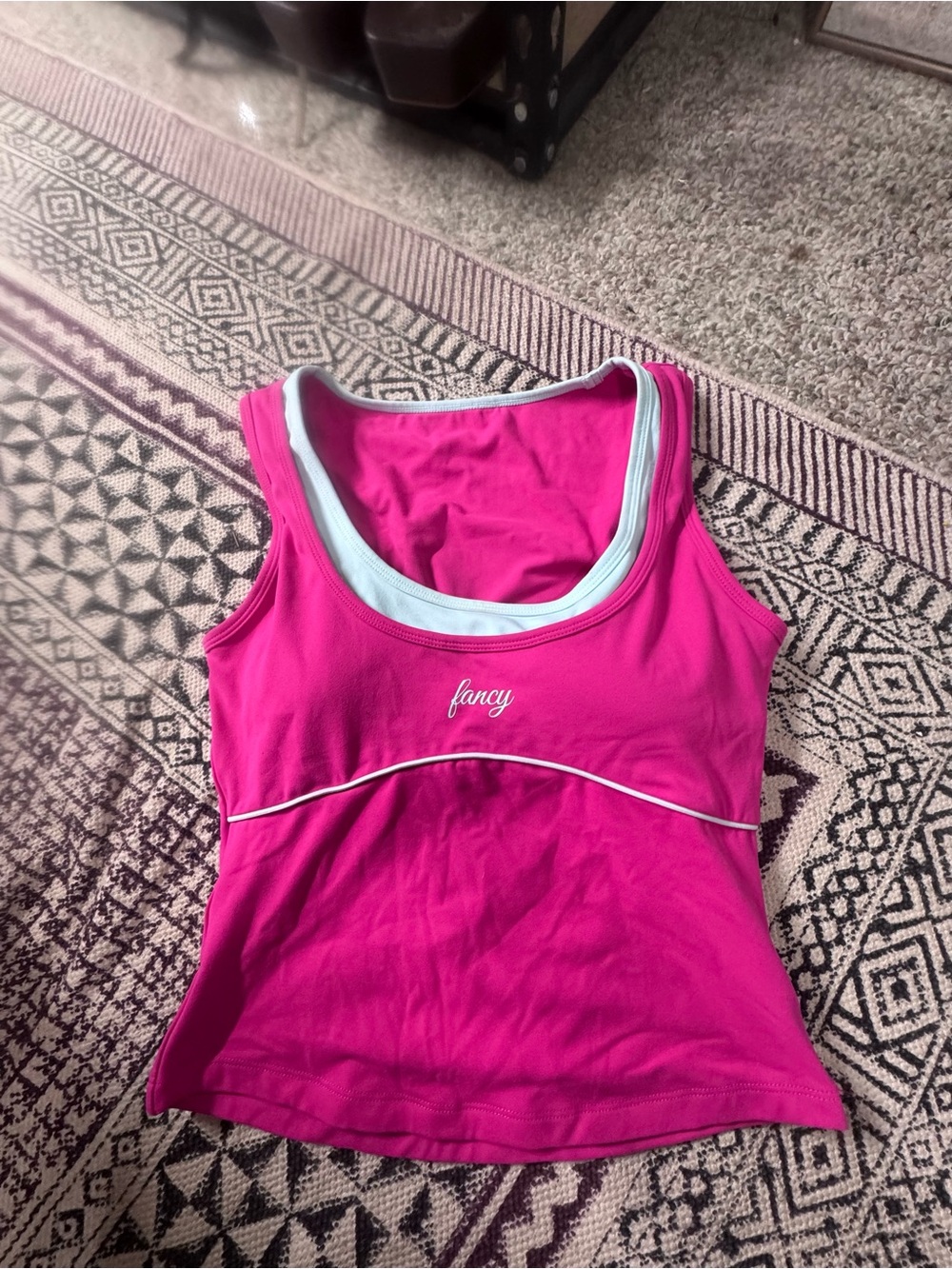 Shop Fancy Hot Pink Tank Top with Light Blue Trim